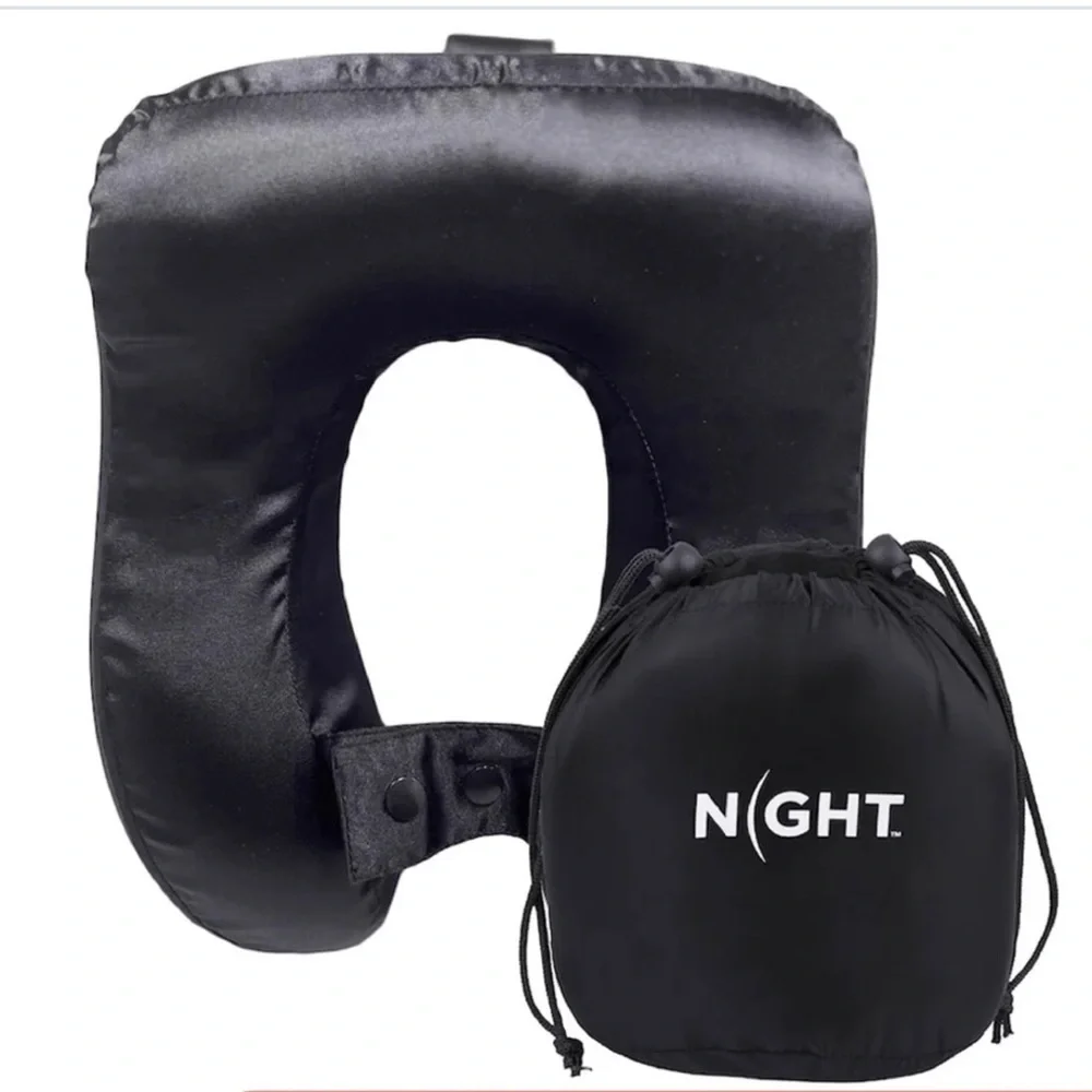 NIGHT Silk Memory Foam Midnight Black Travel Neck Pillow